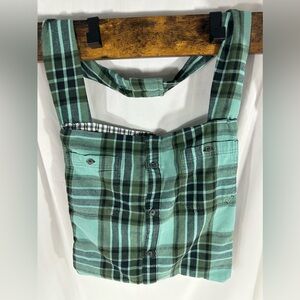 MorganRy Flannel Sholder Bag Whitney 16 Teal Gray Flannel Handmade Lined Thrift